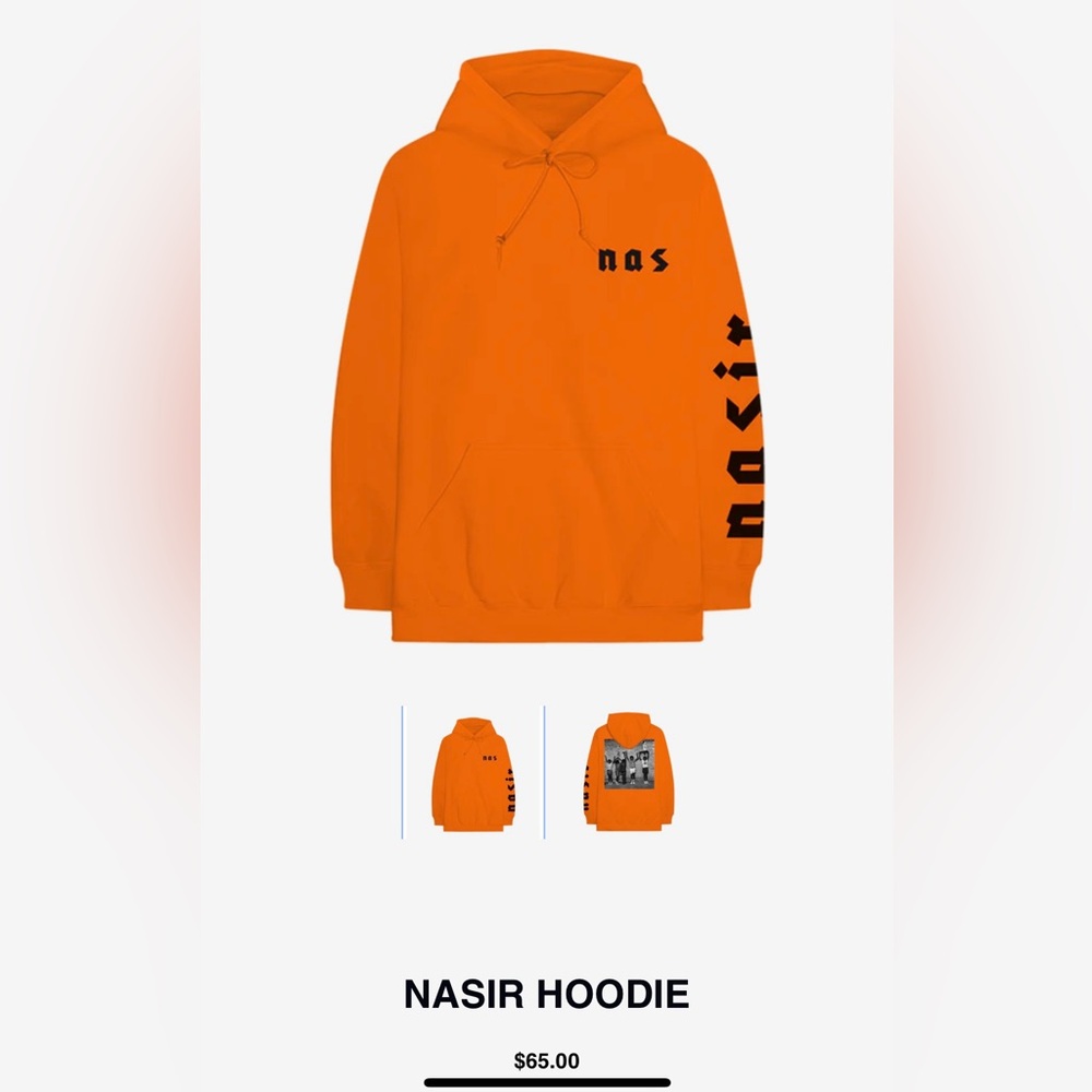 NEW Nas NASIR Hoodie Album Orange XL